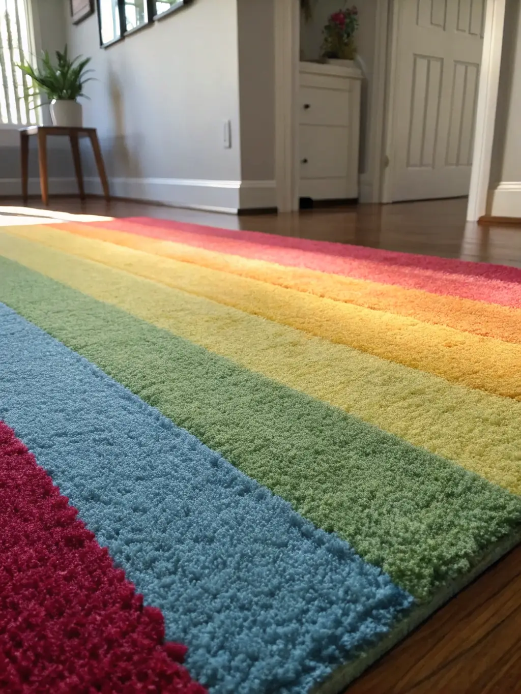 An image of freshly cleaned carpets with visible lines indicating the cleaning pattern, showcasing the final result of the professional carpet cleaning service.